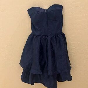 blue strapless hoco dress